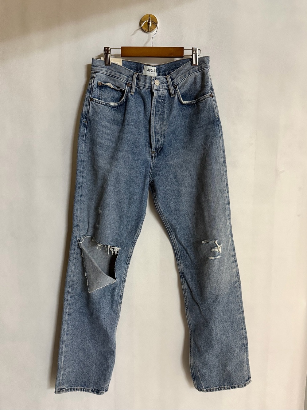 AGOLDE 90s Pinch Waist High Rise Straight Distressed Jeans Size 27